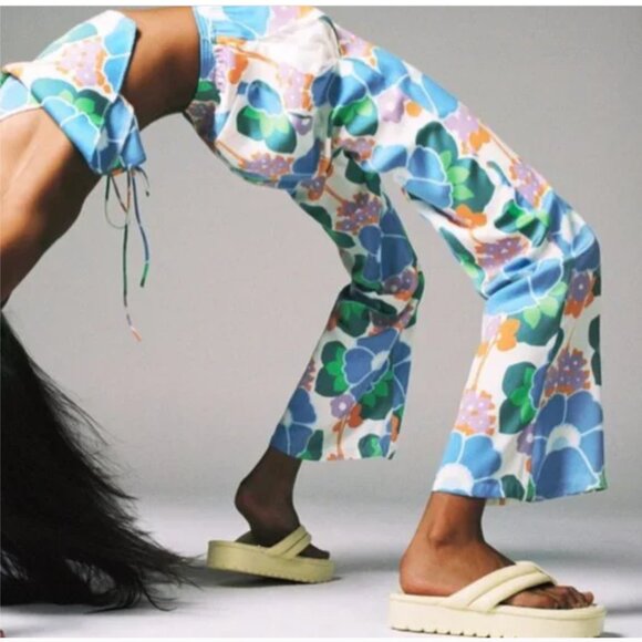 NEW! Zara Floral Printed Pajama Style Retro Pants - Size S - Picture 5 of 15